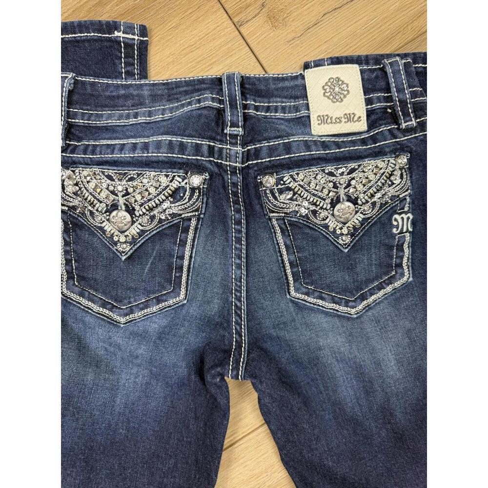 Miss Me Jeans Womens 27 Blue Dark Wash Chloe Boot Bootcut Embellished Denim - Picture 8 of 13